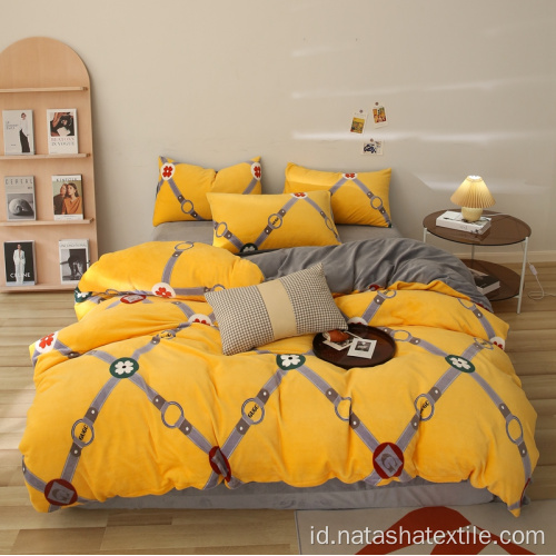 Set tempat tidur beludru kristal ukuran raja selimut penutup
